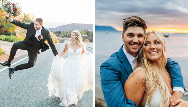 Pablo Gabella and Alison Bouche walking down the road on the left, Greg Lewis and Samantha Hammes smiling on the right