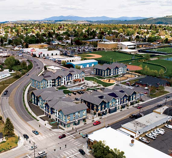 Fly over image of the Haven for Hope housing complex