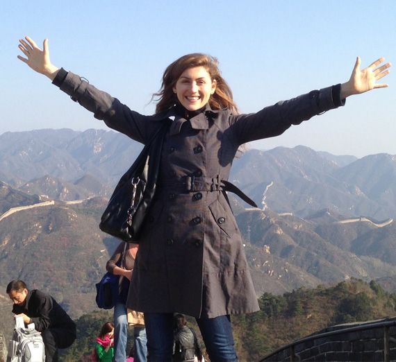 Kristin Deasy in front of the Great Wall of China