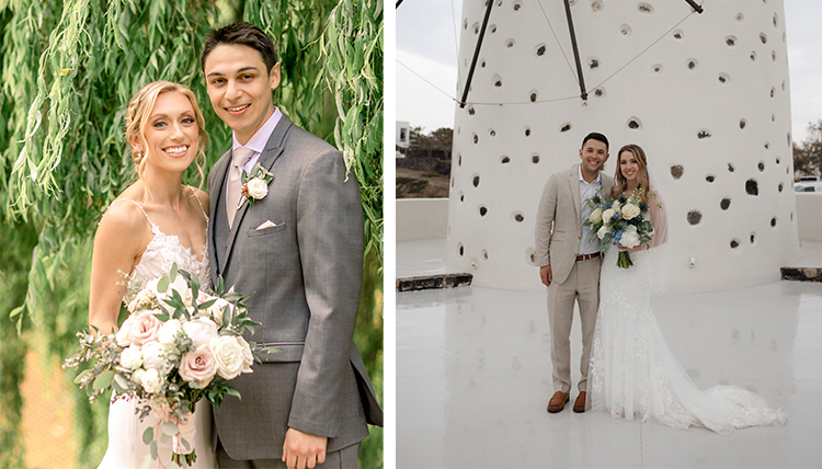 ’16 Kimberly Pavela and ’16 Alessandro Bermudez and ’19 Danielle Spellacy and ’19 Keegan Banks's wedding portraits.