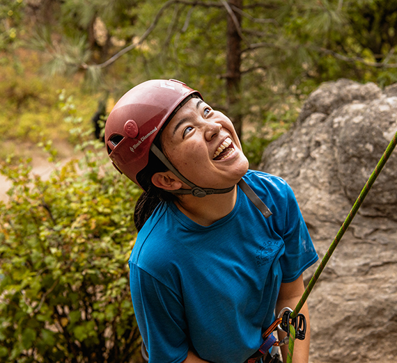 rock climber smiling with helmet