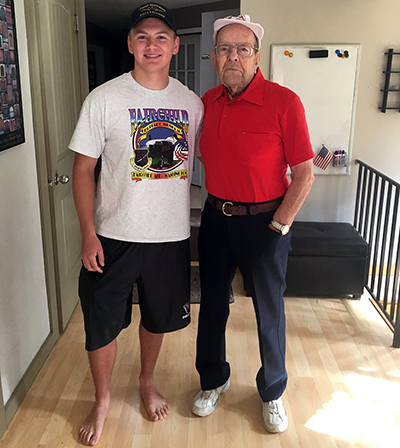 Davis with World War II Marine Larry Jackson; June 2016 (Courtesy Scott Davis)