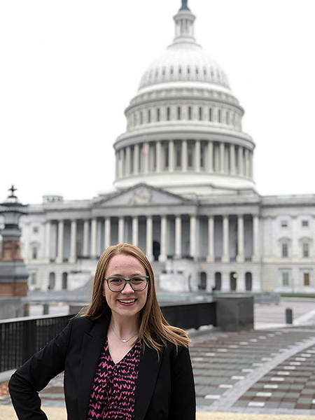 Emma VanderWeyst in front of the U.S. Capitol building in Washington, D.C., taken during the Ignatian Family Teach-In for Justice trip with Gonzaga’s Center for Community Engagement in November 2019. (Courtesy Emma VanderWeyst)