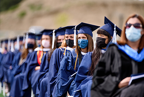 Graduates at one of the five in-person outdoor ceremonies. (GU photo by Matt Repplier)