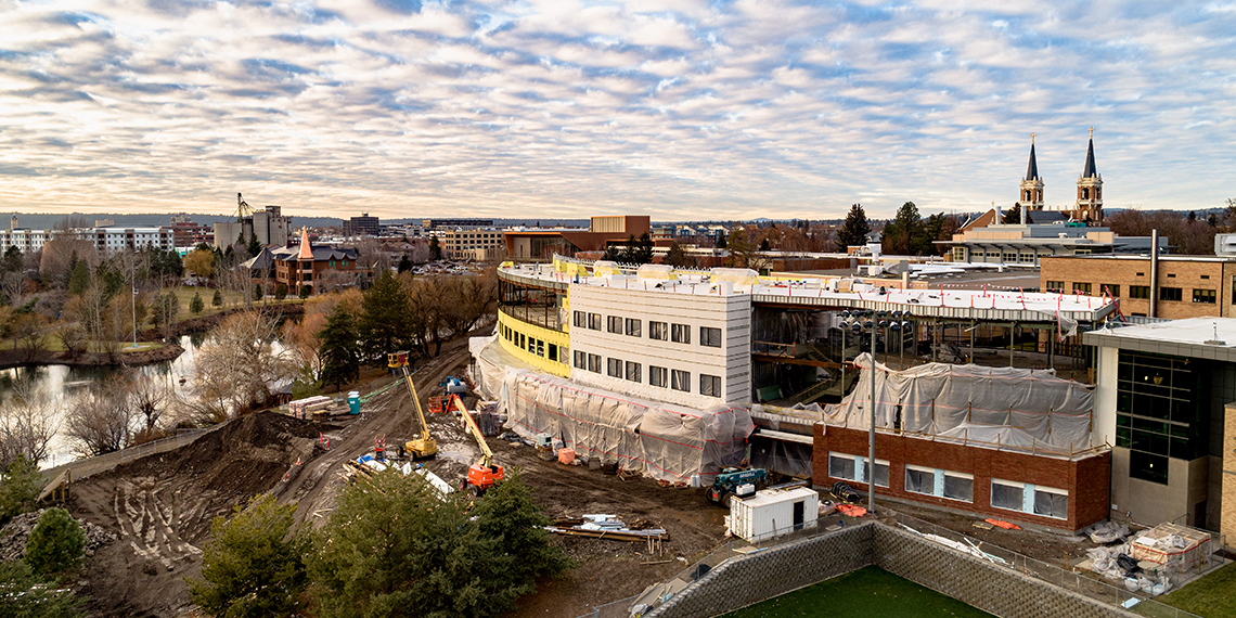 The Integrated Science and Engineering (ISE) facility under construction on Jan. 14, 2021.