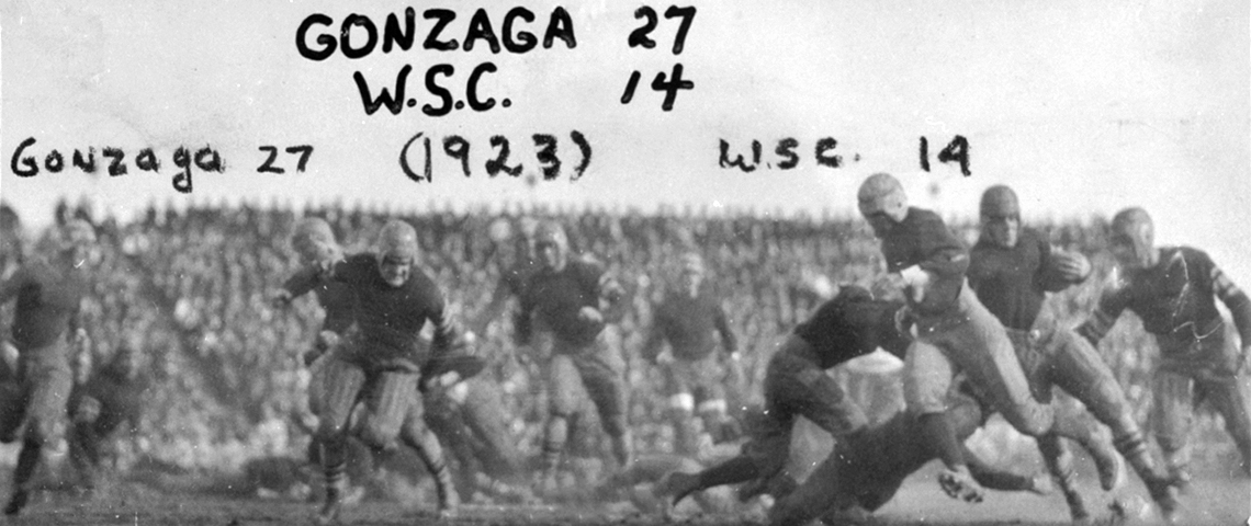 Gonzaga beat Washington State College at Gonzaga Stadium, 27-14, in 1923. (GU Archives)
