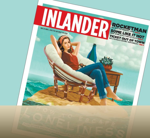 cover of inlander with woman on island