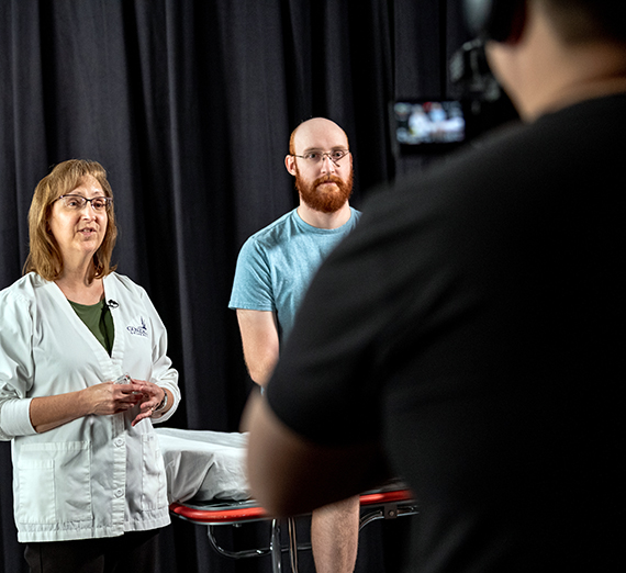 Gonzaga instructional design and delivery professionals film faculty for an online course.  