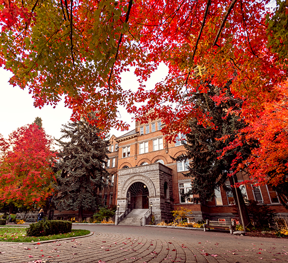 Fall scene of College Hall (GU photo)