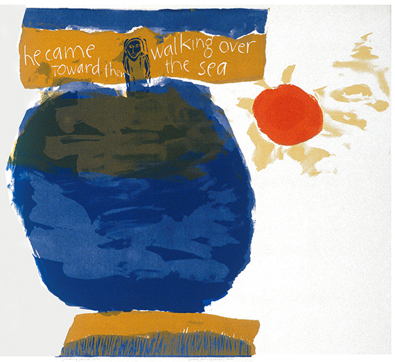Corita Kent (American, 1918–1986)  walking over the sea, 1962  Screenprint on paper  Jundt Art Museum, Gonzaga University; University purchase  1992.30 