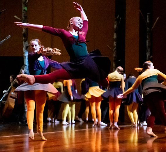 Gonzaga dancers perform at the opening of the Woldson Performing Arts Center in April 2019. (GU photo)
