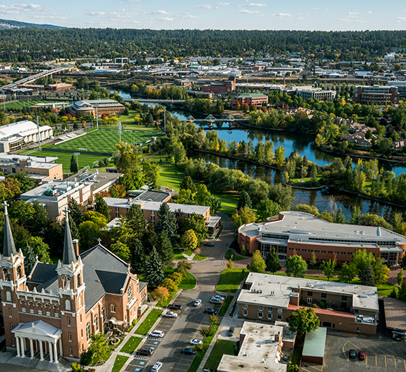 An aerial view of Gonzaga's campus. (GU photo)