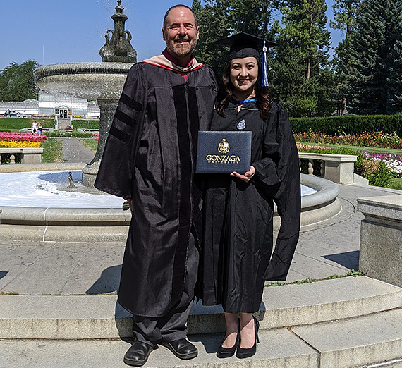 Joanna Hazel with her father, Michael Hazel, Ph.D., an associate professor in the Master of Communication and Leadership Studies program. (Courtesy Joanna Hazel)