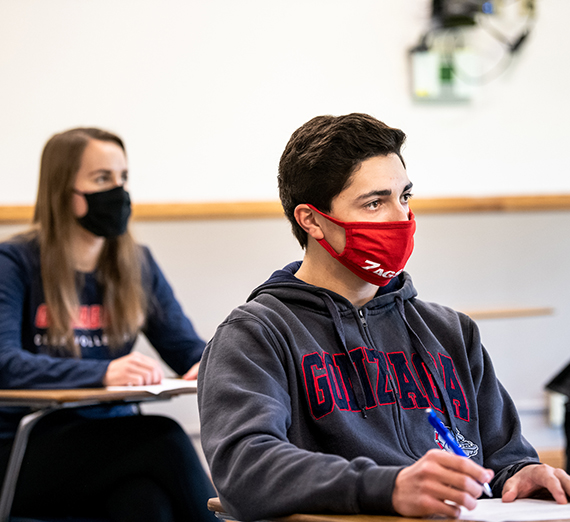 The mask requirement may be lifted for vaccinated campus members after the first few weeks, if possible, and will be assessed throughout the year. (GU photo)