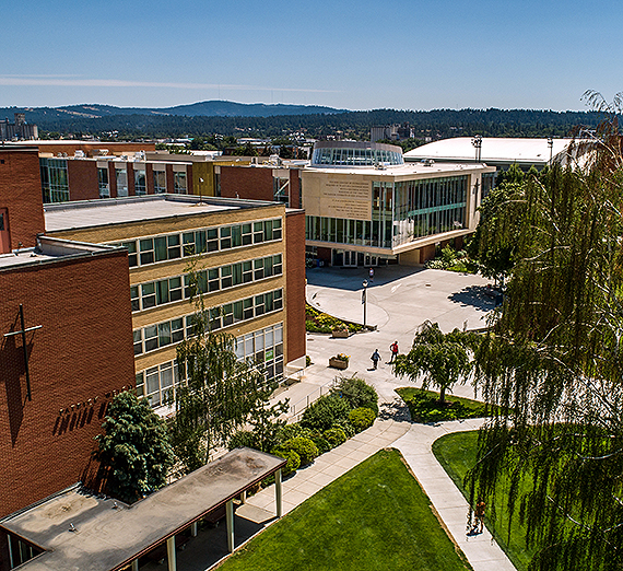 A view of Gonzaga's campus from the east looking west. (GU photo)