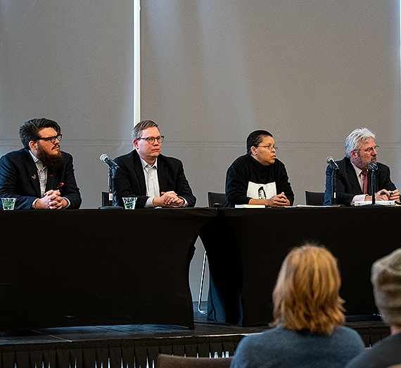 The presenters (from left): Logan Camporeale, Rick Eichstaedt, Sandy Williams, and Dennis Cronin