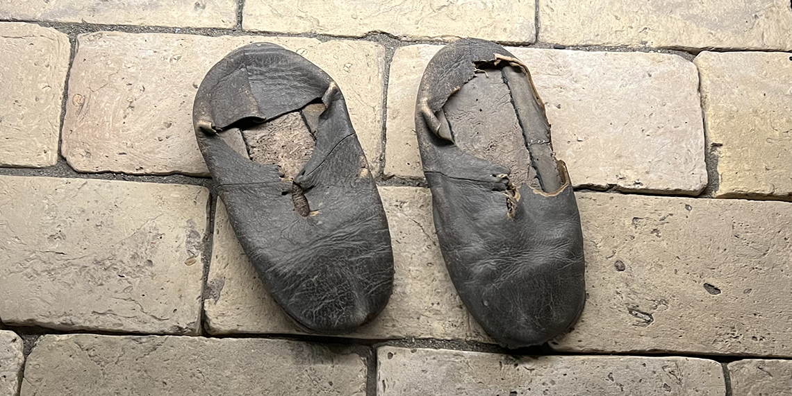 St. Ignatius' shoes from the restored rooms of St. Ignatius in Rome