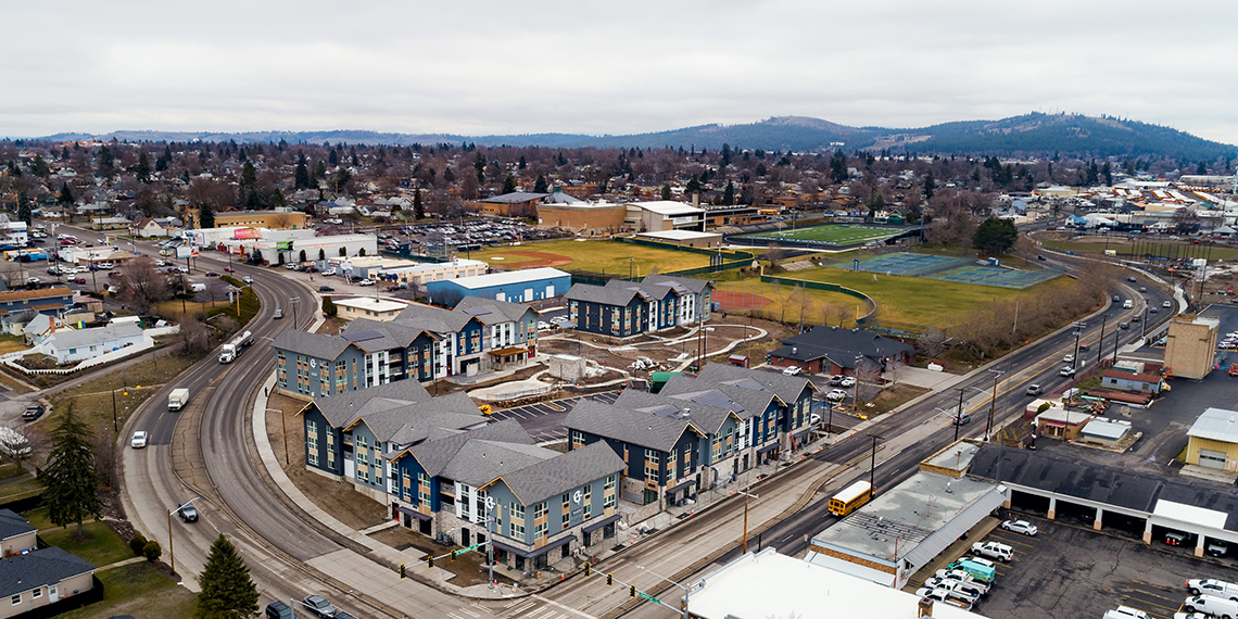aerial view of new housing in Spokane near Gonzaga