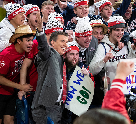 ESPN's Rece Davis standing in the Kennel Club crowd at McCarthey Center