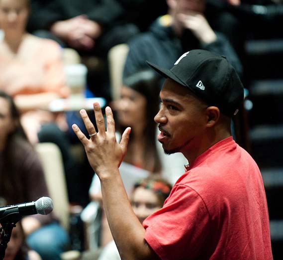 Speaker presenting at the 2012 Diversity Monologues