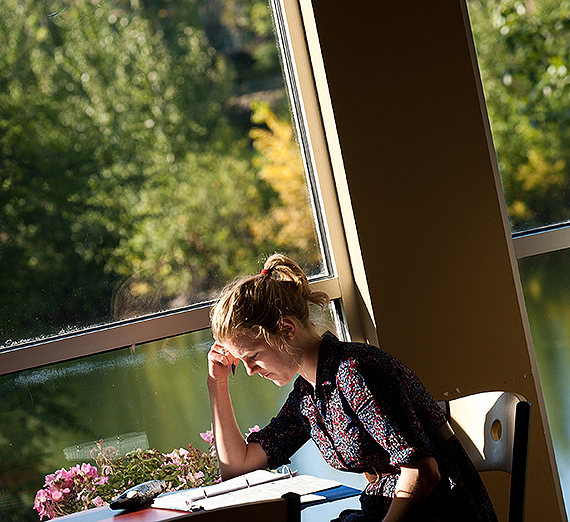 A student in the Jepson Center for the School of Business Administration. (GU photo)