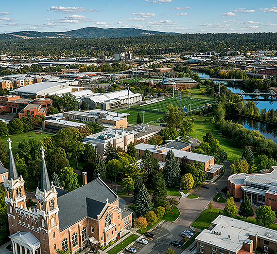 An aerial shot of Gonzaga's campus. (GU photo)