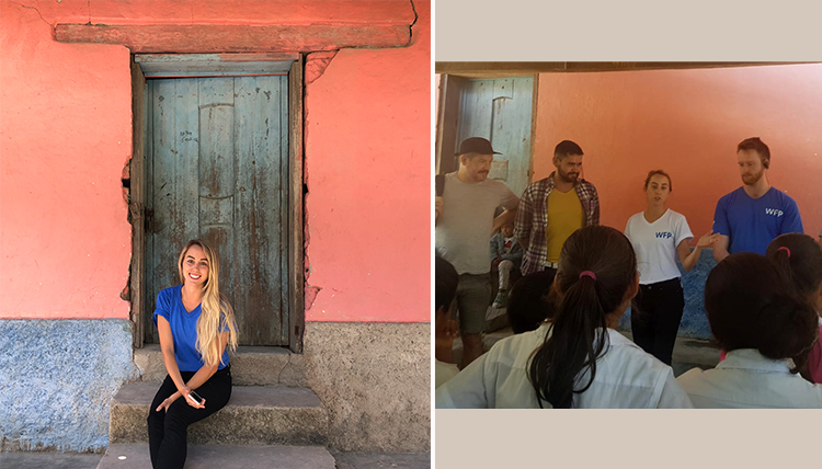 Two photos of Erin Bergmann in Honduras