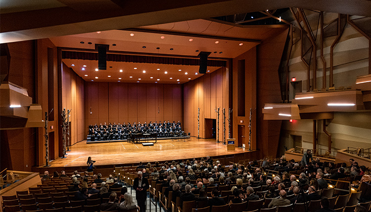 The inside of the Woldson Performing Arts Center theater.