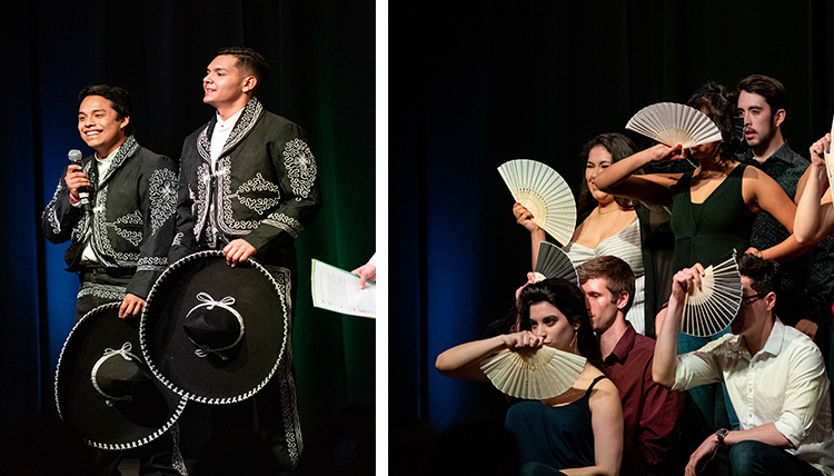 two photos both showing spanish inspiring dancing