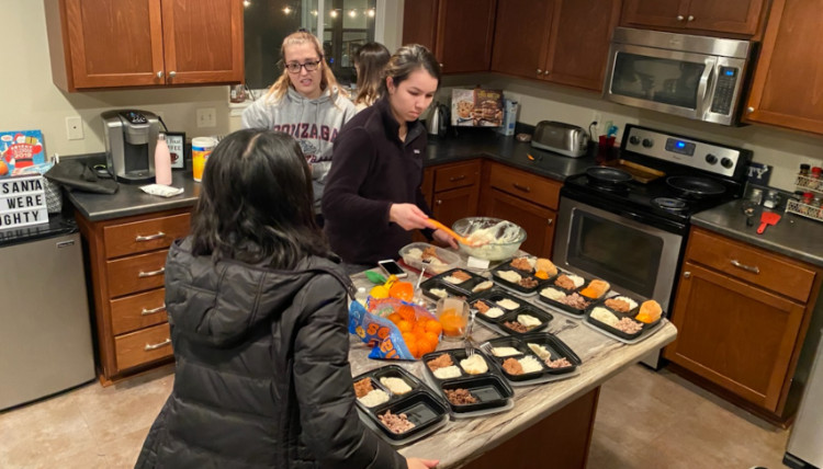 students cooking meals