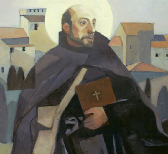 Painting of St. Ignatius of Loyola holding a book.