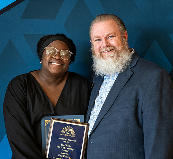 female student with male administrator posing