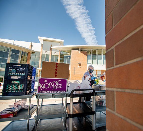 Food distribution at Rogers H.S.