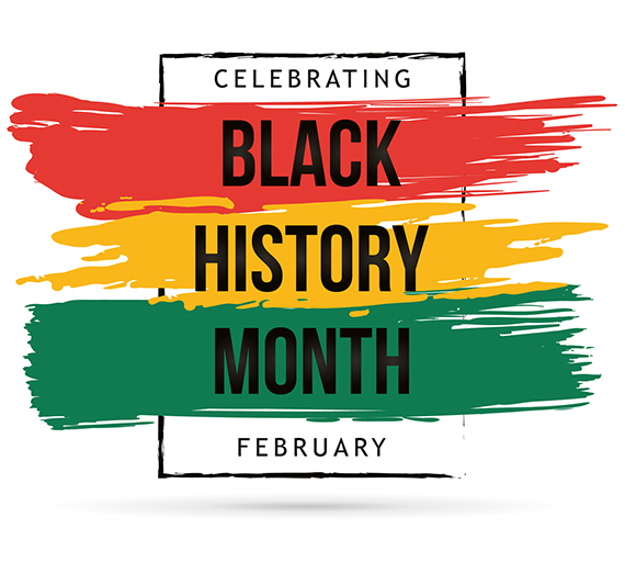 graphic of red yellow and green with words celebrating black history month