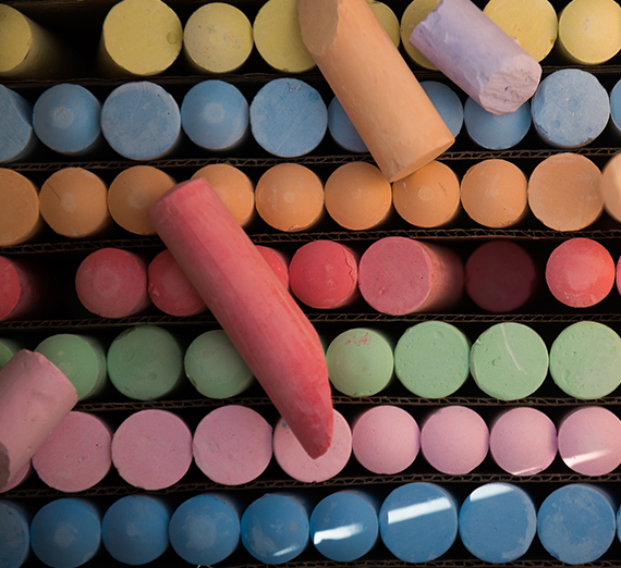 large pieces of colorful chalk 
