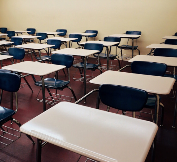 Empty desks in classroom