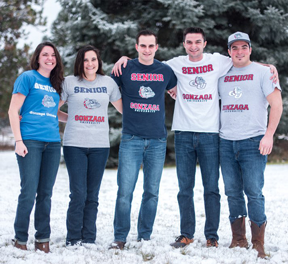 five siblings in zag senior shirts