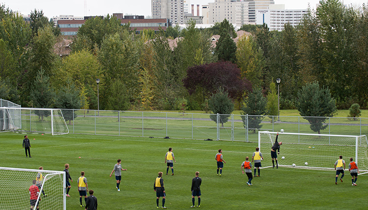 GU students play intramural soccer