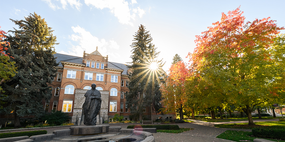 gonzaga college hall with sun