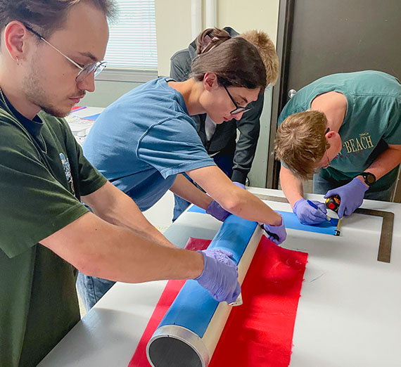 students with carbon fiber and forms