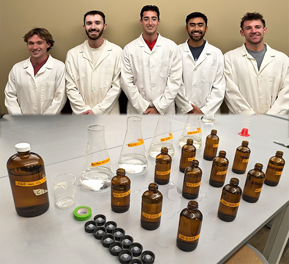 student team and lab equipment