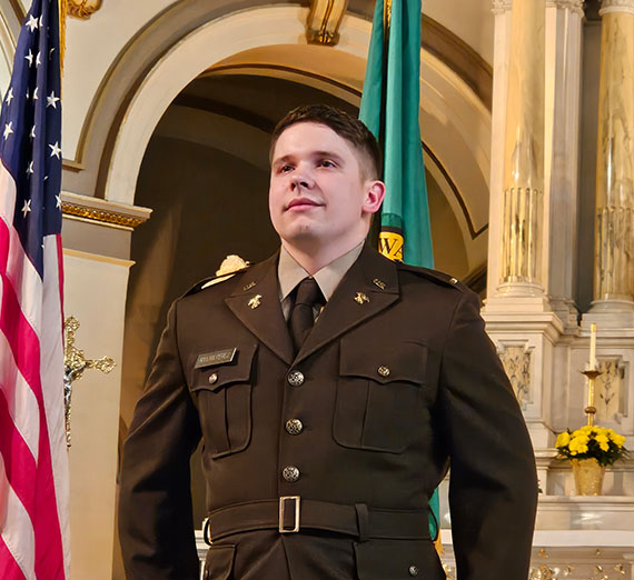 Second Lieutenant Joshua Rivera Perez graduation from Gonzaga University and the Bulldog Battlion Army ROTC.