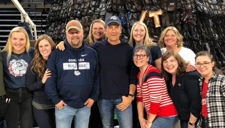 Franklin (second from right) with a team of behind-the-scenes helpers in a surprise event with TV celebrity Mike Rowe.
