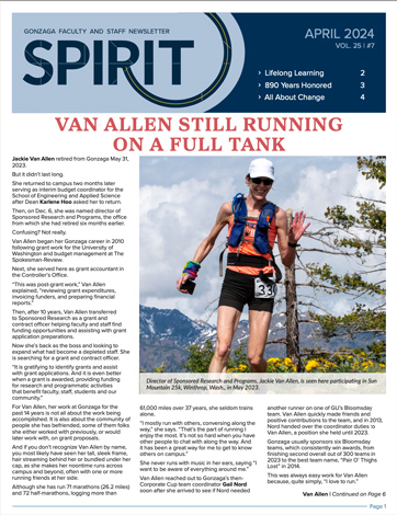 Cover Page of April Spirit 2024 Newsletter.