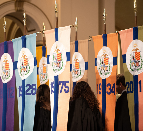 flags representing the Gonzaga college and schools