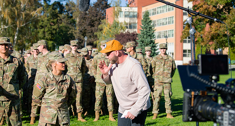 Zack Bagdon and ROTC student Addison McClusky (‘25)