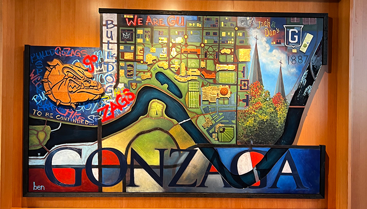 Ben Joyce's "Gonzaga" painting hat hangs in Hemmingson Center