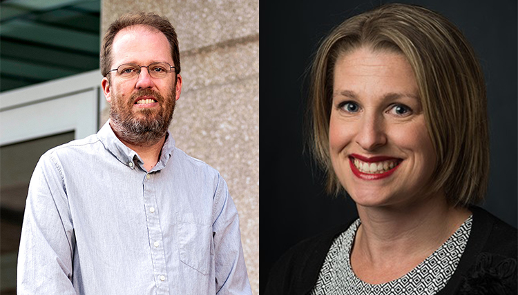 Headshots of Katey Roden (right) and Jeff Watson (left)