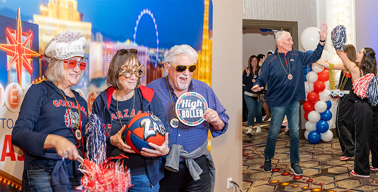Photos of Gonzaga alumni at the WCC Tournament party.