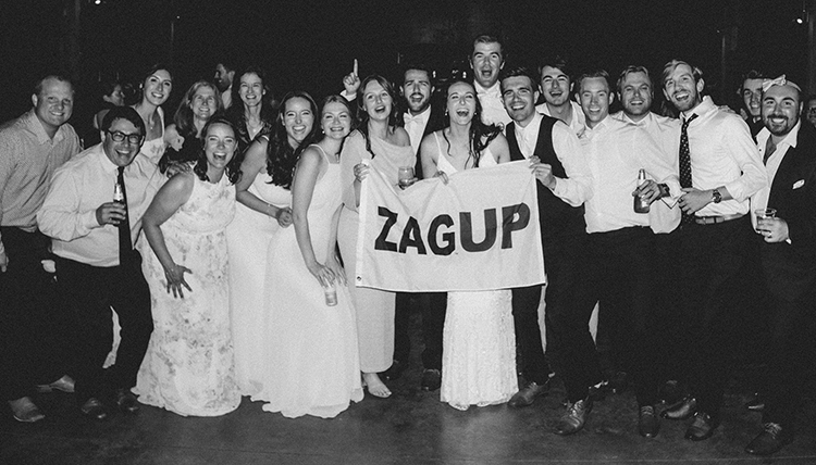 A black and white group photo.